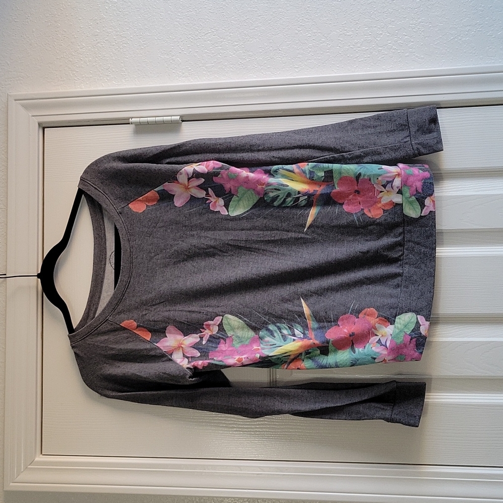 Grey Flowered Sweater